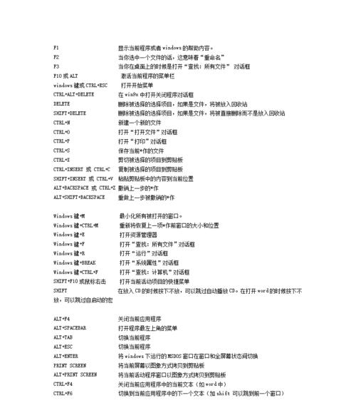 电脑设置快捷键的方法（提高工作效率的关键——学会电脑快捷键）